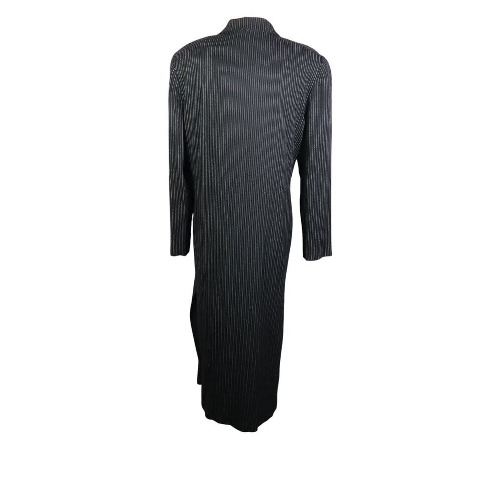 Vintage 90s Fattaneh Bahari Black Sparkle Pinstripe Long Duster Blazer Jacket 10 - Picture 4 of 7